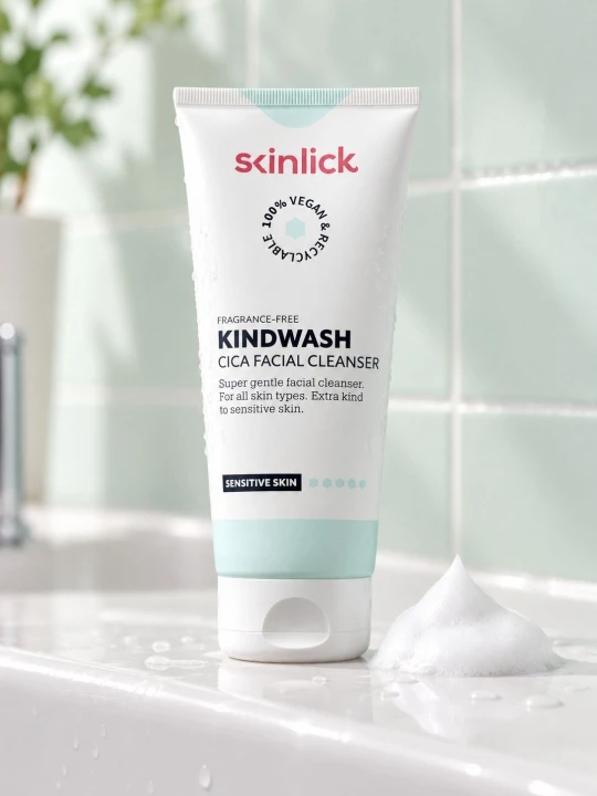 Skinlick Kindwash Cica Cleanser kremowy żel do codziennego mycia twarzy z CICA i proteinami owsa. Tuba 200 ml
