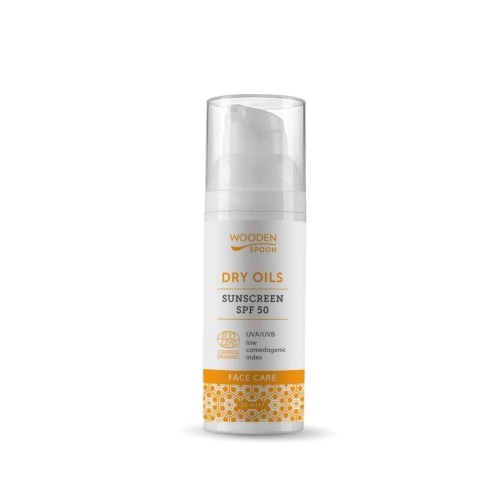 Wooden Spoon SPF 50 Dry Oils – mineralny SPF do twarzy, naturalne wykończenie