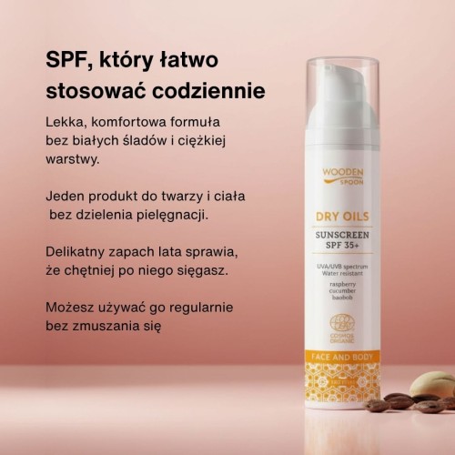 Wooden Spoon SPF 35+ Dry Oils – pielęgnujący SPF do twarzy i ciała 100 ml