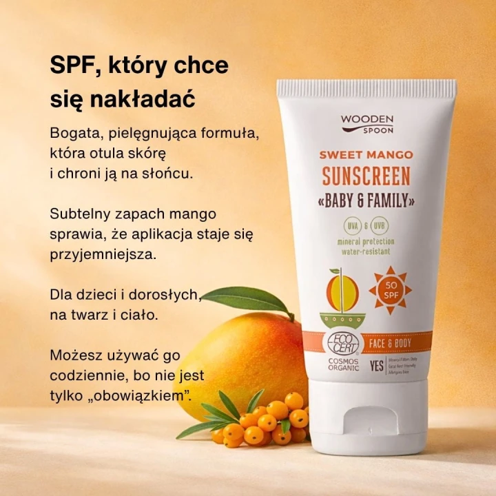 Wooden Spoon SPF 50 Sweet Mango – mineralny krem dla dzieci i skóry wrażliwej 150 ml